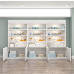 Cửa hàng tùy chỉnh gỗ trắng trưng bày melamine cửa hàng tường kệ mỹ phẩm Nước hoa Giá trưng bày cửa hàng Nước hoa kệ với ánh sáng - Product Image 2