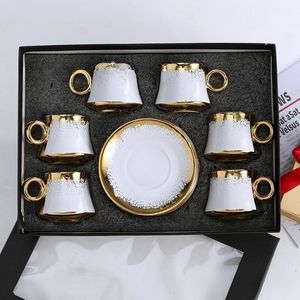 Juego de Café de Cerámica de 12 Piezas Estilo Árabe con Taza, Platillo y Bandeja, con Acabado Electrochapado, para Té, Orientado al Medio Oriente - Product Image 4