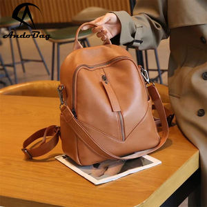 AndoBag Zipper <b>Backpacks</b> for Women Genuine Cow Leather Fashion <b>Large</b> Capacity Shoulder Bag Ladies Handbag 8539 - Product Image 1