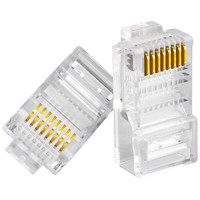 Conectores de Cable Ethernet RJ45 con Cabeza de Cristal, Categoría 5e/6, Chapados en Oro, Certificados RoHS, Paquete de 10