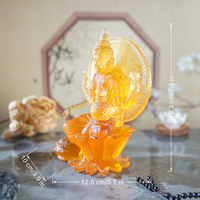 Statue gracieuse en verre cristal de Lakshmi hindoue, design Feng Shui, fonction de veille pour plantes, pour décoration sacrée et espaces spirituels paisibles