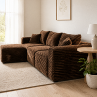 Modernes Braunes Cord-Modulsofa-Set mit Ottoman, Flaches 3-Sitzer-Sofa aus Weichem Stoff für Wohnzimmer, Großhandel
