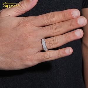 Anello da <span class=keywords><strong>Uomo</strong></span> con Design alla Moda, Mezza Pavé, in <span class=keywords><strong>Argento</strong></span> Sterling <span class=keywords><strong>925</strong></span> Placcato Rodio, Moissanite che Supera il Test del Diamante, Stile Iced Out Hip Hop - Product Image 1
