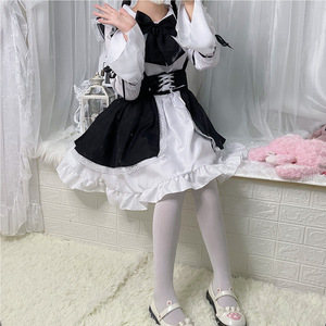 Lindo conjunto de vestido japonés de color blanco y negro para mujer, disfraz de Cosplay, S 4XL, tela de poliéster de Color sólido - Product Image 3