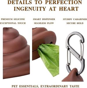 Huamaohengchun - Distributeur de sacs à déjections canines pour laisse, design mignon en forme de crotte, robuste - Product Image 3