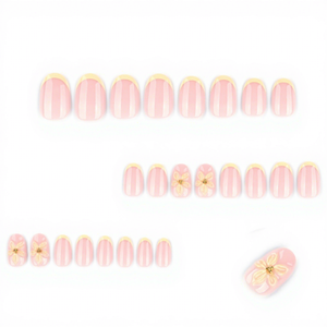 <span class=keywords><strong>Uñas</strong></span> Postizas Ovaladas Cortas con Diseño <span class=keywords><strong>de</strong></span> Flor Amarilla en 3D, Punta Francesa, <span class=keywords><strong>Color</strong></span> <span class=keywords><strong>Rosa</strong></span> Nude, <span class=keywords><strong>Uñas</strong></span> Acrílicas para Uso Diario, Fiestas, Bodas, Arte <span class=keywords><strong>de</strong></span> <span class=keywords><strong>Uñas</strong></span> - Product Image 4