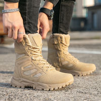 Bottes d'entraînement en cuir véritable pour hommes, semelle extérieure antidérapante, matériau de qualité tactique