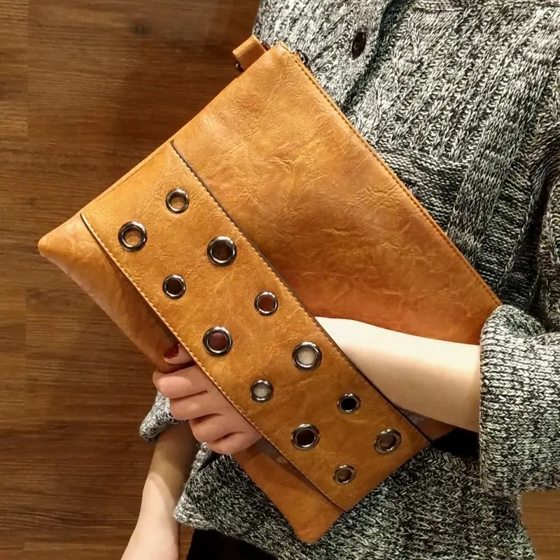 Hot sale latest fashion women large size clutched purse ladies metalic crossbody hand bags with long strap clutch purse