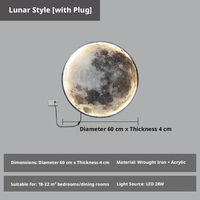 Lampe LED personnalisée en fer, style créatif, motif lunaire, pour chambre à coucher, éclairage d'ambiance intérieur confortable