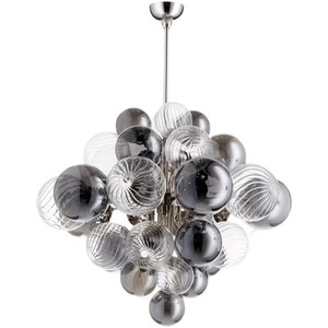 Lustre en verre gris en forme de diamant de luxe, style nordique unique, en fer forgé pour les chambres à coucher, éclairage suspendu pour salle à manger - Product Image 5