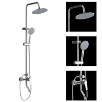 Ensemble de robinet de douche à trois fonctions en laiton avec pommeau de douche à jet de pluie pour bain et sortie d'eau de toilette pour le bain