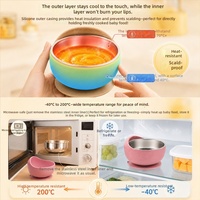 Bol intérieur en acier inoxydable 304 avec base antidérapante en silicone, résistant aux chutes et aux brûlures, bol d'alimentation pour bébé, bol pour aliments pour bébés
