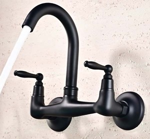 Robinet encastré rétro tout en laiton pour lavabo, robinet d'eau de salle de bain d'hôtel avec <span class=keywords><strong>poignée</strong></span> droite - Product Image 3