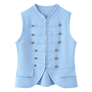 2026 summer women's knitted vest round neck button decoration sleeveless <b>tight</b> fitting <b>sweater</b> knitted vest top - Product Image 4