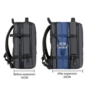 Sac à dos pour ordinateur portable en PU extensible, grande capacité, fermeture éclair étanche, simplicité urbaine, sac à dos de voyage pour étudiants - Product Image 3