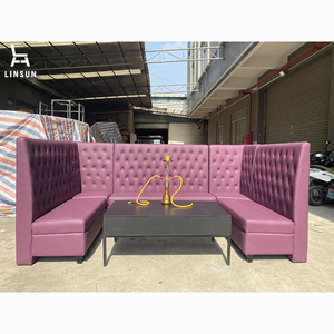 Banquette d'angle ronde en similicuir et bois massif pour bar, <span class=keywords><strong>restaurant</strong></span>, café, hôtel - Modèle BQ051 - Product Image 1
