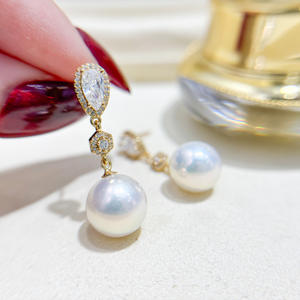 Accessoires en argent S925 pour la création de bijoux, boucles d'oreilles en argent tendance avec perles rondes de 8 à 13 mm et plateau vide 22153 - Product Image 1