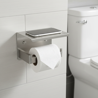 Distributeur de papier toilette mural moderne en acier inoxydable écologique, argent + noir, format jumbo, pour hôtel et salle de bain