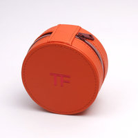 Boîte à bijoux portable pour voyage quotidien, personnalisable avec logo, style ouvert, en PU écologique, orange, étui tendance avec fermeture pour bracelet et pendentif