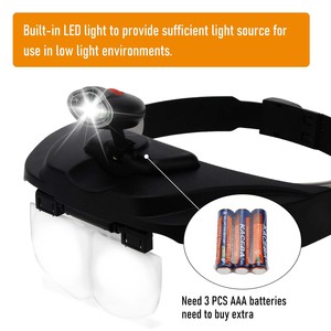 <span class=keywords><strong>Loupe</strong></span> optique à fixation frontale avec LED, outils <span class=keywords><strong>de</strong></span> fabrication <span class=keywords><strong>de</strong></span> bijoux, lunettes grossissantes, visière grossissante <span class=keywords><strong>pour</strong></span> la <span class=keywords><strong>lecture</strong></span>, <span class=keywords><strong>loupe</strong></span> <span class=keywords><strong>de</strong></span> bijoutier avec 4 lentilles - Product Image 4