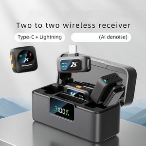 ไมโครโฟนลาวาเลียร์ไร้สาย2 SX36พร้อมขั้วต่อสายไลท์นิ่งแบบ C 2ลากหน้าจอ LED ลดเสียงรบกวนสำหรับพอดคาสต์ Vlog ผู้สร้าง - Product Image 2