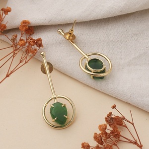 Tall Green Stone Earrings for Women Elegant Nature <b>Inspired</b> <b>Jewelry</b> Stylish Lightweight Statement Accessory for Any Outfit - Product Image 1