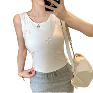 Slim Nautical Tank High Quality Fashion Breathable Cotton Ladies Padded <b>Bralette</b> Camisole Rib Knit Top <b>Halter</b> Girl Crop Front - Product Image 1