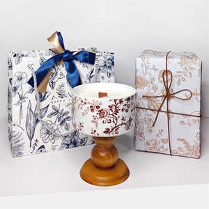 Caja de papel vacía personalizada para tarro de vela, juego de regalo de velas de lujo de 2 piezas, embalaje con cinta decorativa - Product Image 2