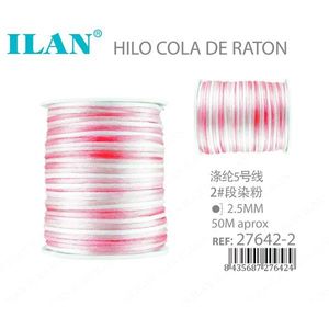 เชือกอิลัน ราตเทล คอร์ด ขนาด 2.5 มม. ยาว 50 ม. สีชมพูขาว ย้อมสี สำหรับถักกระเป๋า - Product Image 3