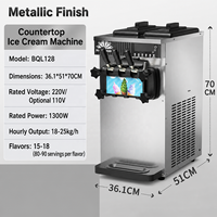 Máquina comercial para hacer helados suaves de un solo sabor y tres sabores con gran capacidad de producción