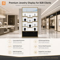 Vitrine de présentation de bijoux de luxe haut de gamme avec éclairage LED, construction en MDF, écologique, étanche, miroir robuste, pour la vente au détail