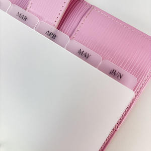 Lussuoso personalizzato <span class=keywords><strong>A5</strong></span> A6 antigraffio resistente e resistente flessibile Planner in plastica a foglia larga inserto con inserto Jan.-Dec. Divisori mensili - Product Image 2