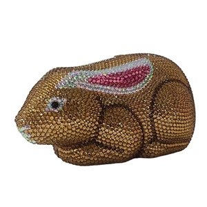 Women Bunny Rhinestone <b>Clutch</b> Evening Bag Sparkling Rabbit Shape With Chain Strap For Halloween Party - Product Image 2