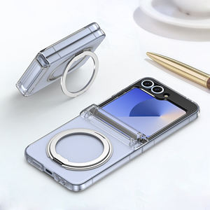 La última funda de teléfono transparente de PC duro para <span class=keywords><strong>Samsung</strong></span> Galaxy Z <span class=keywords><strong>Flip</strong></span> 6, funda protectora con soporte de anillo magnético para <span class=keywords><strong>Samsung</strong></span> Z <span class=keywords><strong>Flip</strong></span> 5 - Product Image 1