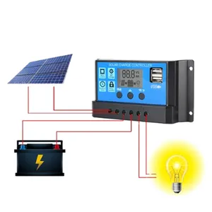 DEMUDA 12V 24V PWM contrôleur de charge solaire manuel 10a 20a 30a contrôleur de charge d'énergie solaire pour réverbère énergie solaire