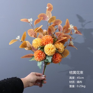 All'ingrosso decorazione per la casa eucalipto foglie di crisantemo fiori artificiali per la decorazione di nozze <span class=keywords><strong>Bouquet</strong></span> di fiori da sposa - Product Image 6