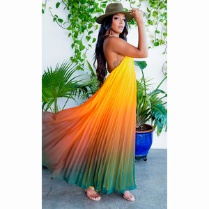 CY0330 Boutique Sexy Ropa de Verano Playa Halter Maxi Vestidos Mujeres Color Gradiente Suelto Casual Elegante Vestido Largo - Product Image 5
