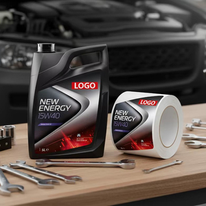 Étiquettes autocollantes personnalisables pour l'impression, résistantes à l'<span class=keywords><strong>eau</strong></span> et à l'huile, pour l'emballage d'huiles lubrifiantes et d'huiles <span class=keywords><strong>moteur</strong></span> essence pour bouteilles en plastique - Product Image 1