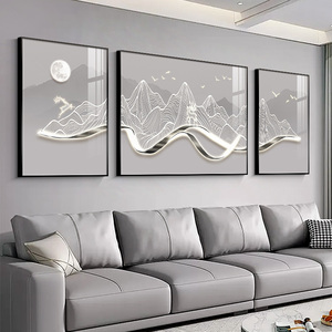 Mural de pasillo de entrada moderno, pinturas abstractas de pasillo decorativas orientadas simples de gama alta con marco para pared de salón - Product Image 2