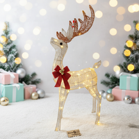 Figurine de renne de Noël pliable en fer, pré-éclairée, étanche IP44, LED 3D blanche, décoration extérieure pour jardin, cour, pelouse