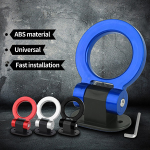 Anneau de remorquage universel décoratif en plastique ABS à 2 trous pour pare-chocs avant de voiture – Rouge, Bleu, Argent, Noir - Product Image 3
