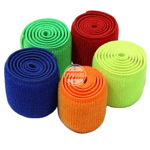 Factory stocks many sizes colorful Soft Fabric nylon Hook And Loop Sew On Knitted Elastic Loop Surface