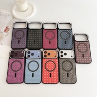 Étui de téléphone de luxe en cuir gaufré magnétique antichoc avec logo pour 13/14/15/16/17 Pro Max (8 couleurs)