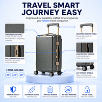 Ensemble de bagages professionnels en gros, valises rigides 20, 24, 28 pouces, noir avec garniture dorée, serrure TSA, roues multidirectionnelles, pour entreprises