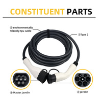 Câble de charge pour véhicule électrique de type 2, 32A, IEC 62196, Mennekes, 10M, IP65, cordon de charge EVSE robuste, station de charge