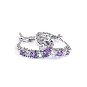 Orecchini a polsino cavi con accenti di pietre verdi, blu e viola, eleganti orecchini da donna - Product Image 6