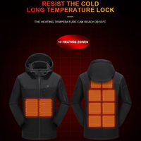 Veste chauffante rechargeable par USB OEM ODM pour homme, hiver, coupe-vent, imperméable, polyester, veste chauffante d'extérieur, 10 zones chauffantes avec capuche