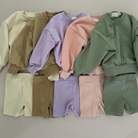 Ensemble de sweat-shirts pour enfants printemps-automne, style européen et américain, col rond, coupe ample, coton éponge, couleur unie, vêtements décontractés