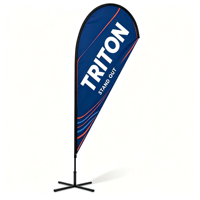 Drapeau à plume personnalisé de qualité supérieure avec logo, impression recto simple sur tissu, avec mât de 2,8 m, base croisée, sac à eau et sac Oxford inclus