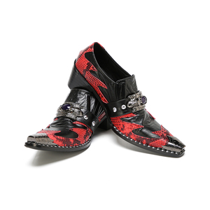 NA866 Scarpe da Uomo Nere <span class=keywords><strong>e</strong></span> Rosse con Punta in Ferro, Eleganti in Pelle, Slip-on, Oxford per Affari <span class=keywords><strong>e</strong></span> Feste - Product Image 2